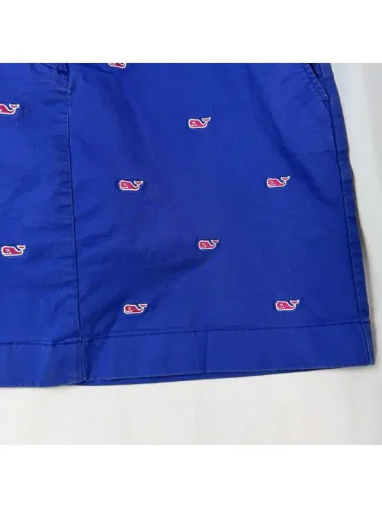 Vineyard Vines Women's Size 8 Blue Embroidered Whale Chino Mini Skirt w/ Pockets - Picture 3 of 9